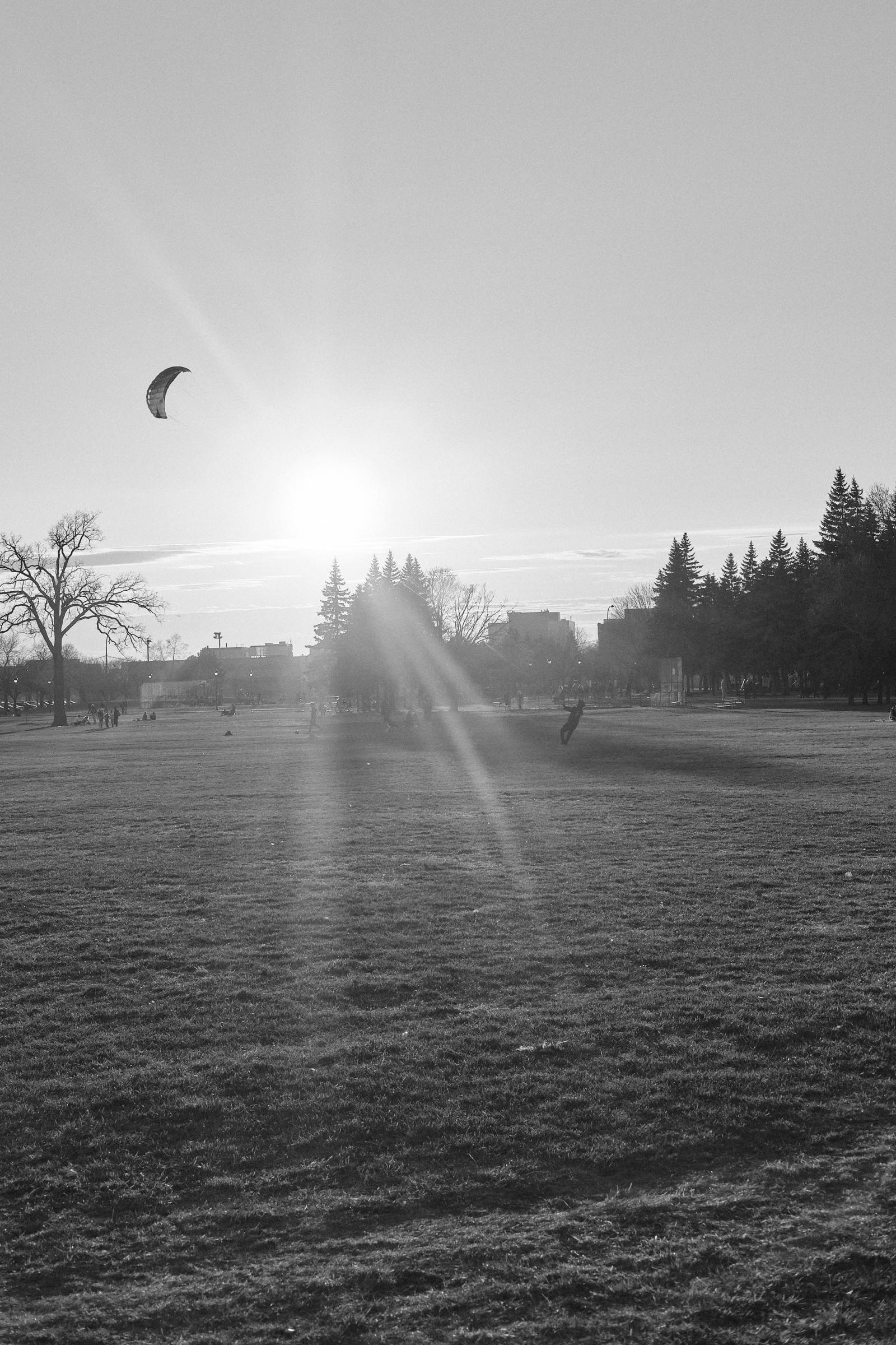 A man flies a large kite